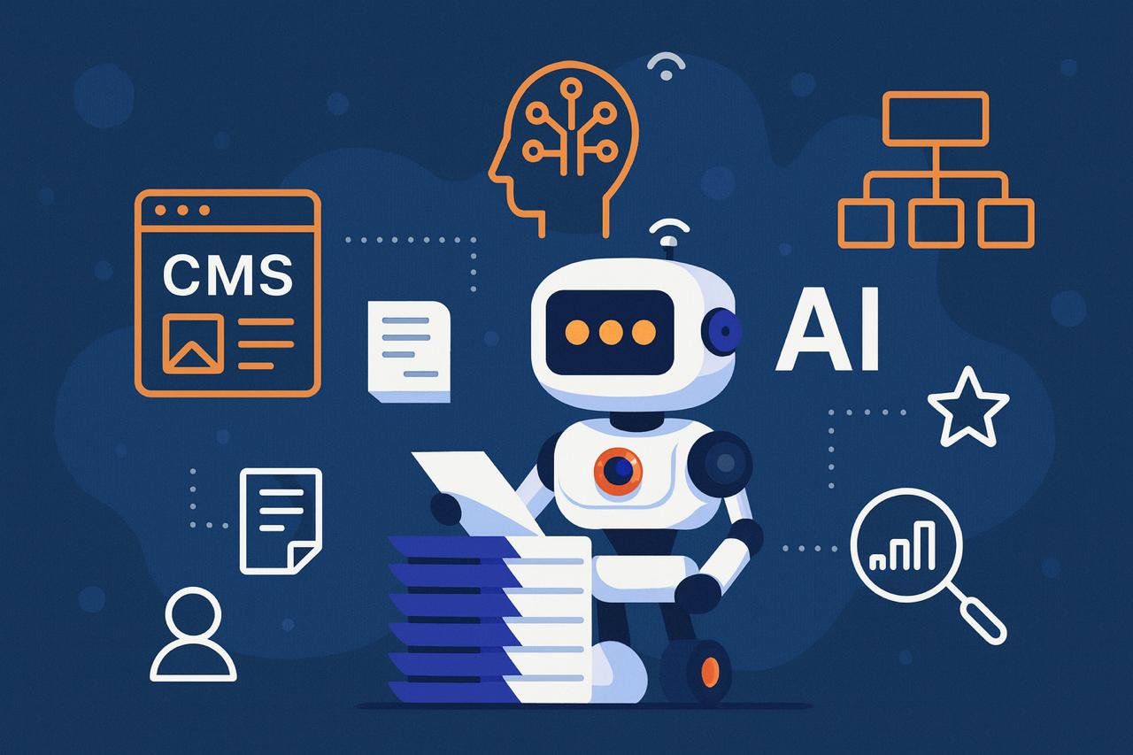 AI robot die content beheert in een CMS-omgeving