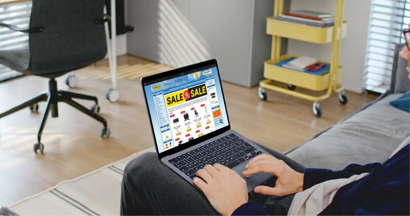 De webshop van 123inkt.nl getoond op een laptop